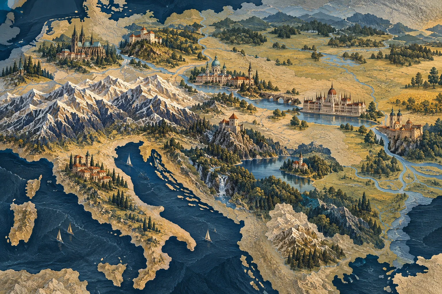 Illustration: Central European Alps and Danube basin