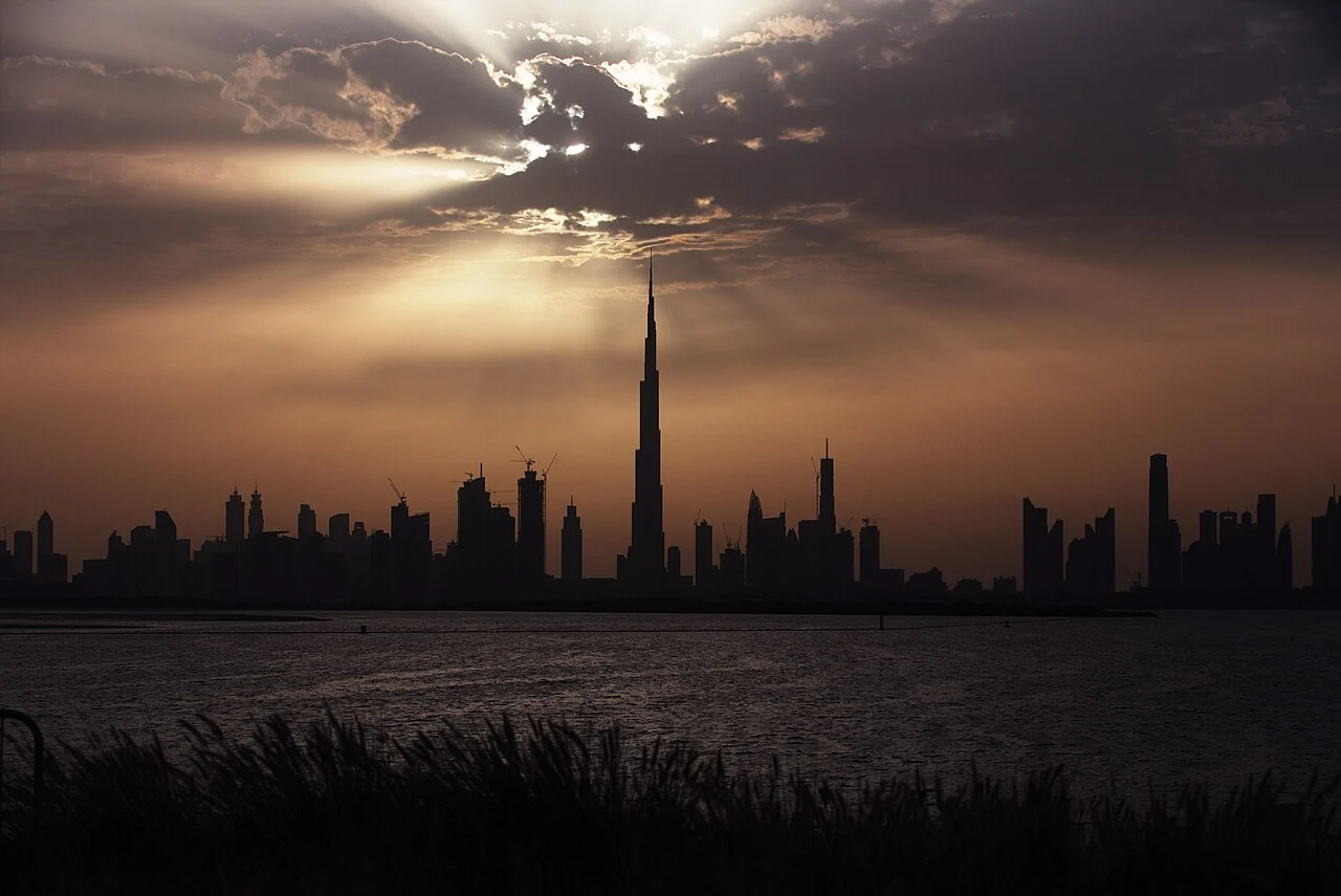 Dubai skyline at sunset