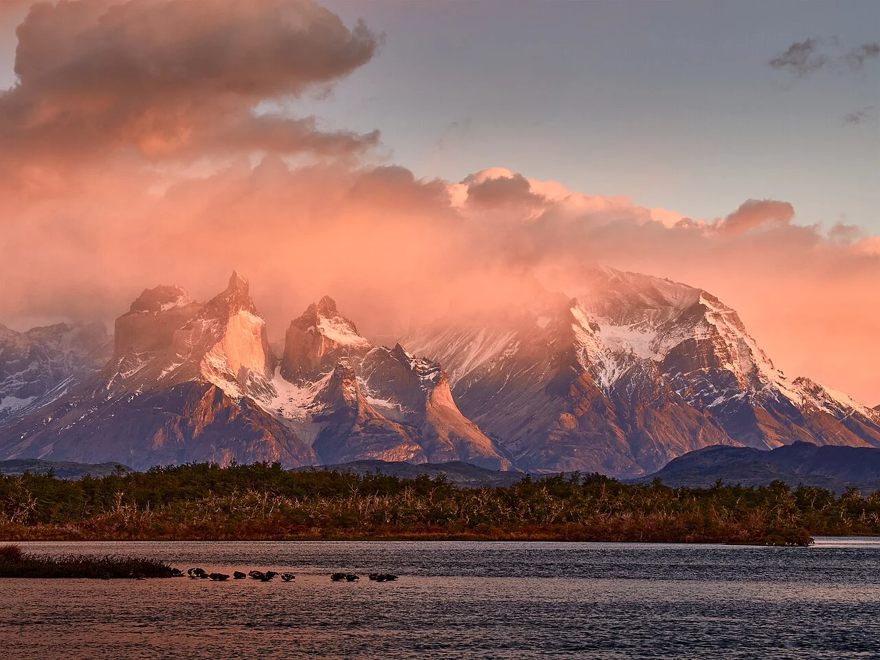 Torres del Paine at sunset