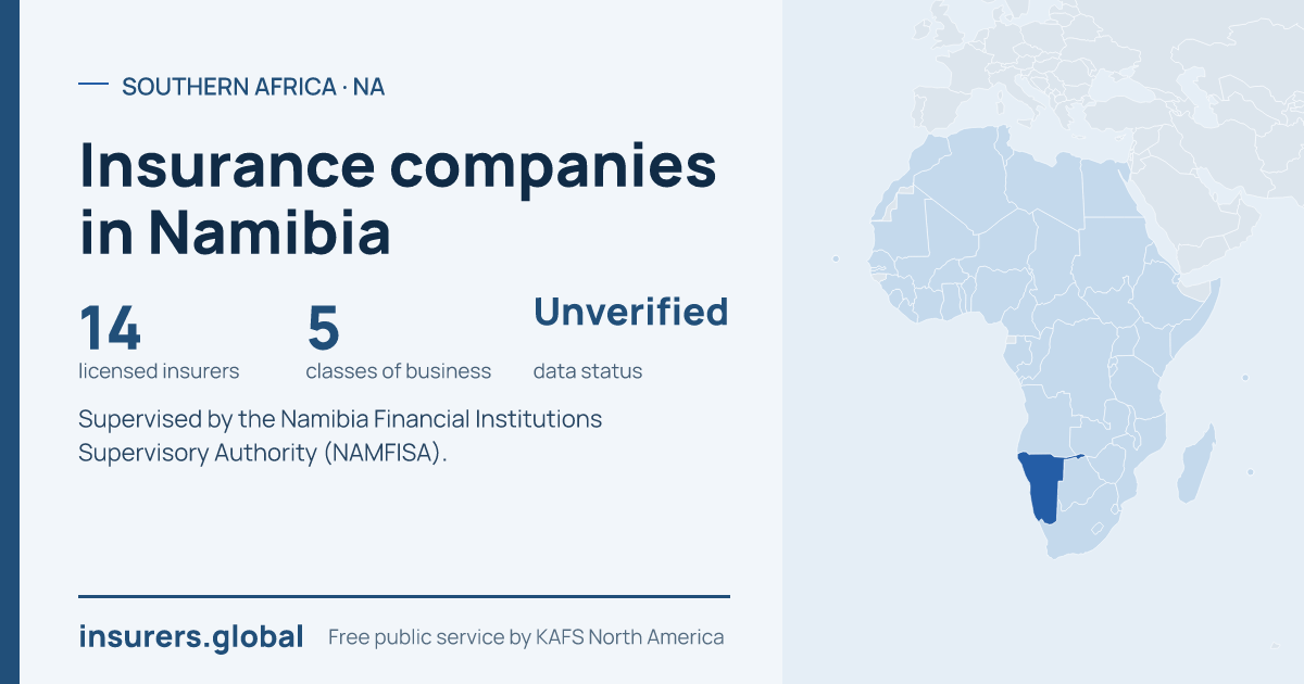 Tarjeta para compartir: Compañías de seguros en Namibia: 14 aseguradoras autorizadas